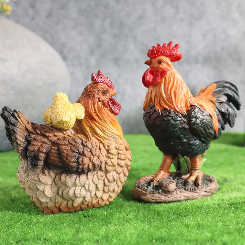 Custom American Animal statue ornament Resin Rooster Sculpture Custom Farm Garden hen frog bunny Chicken Figurine garden decor