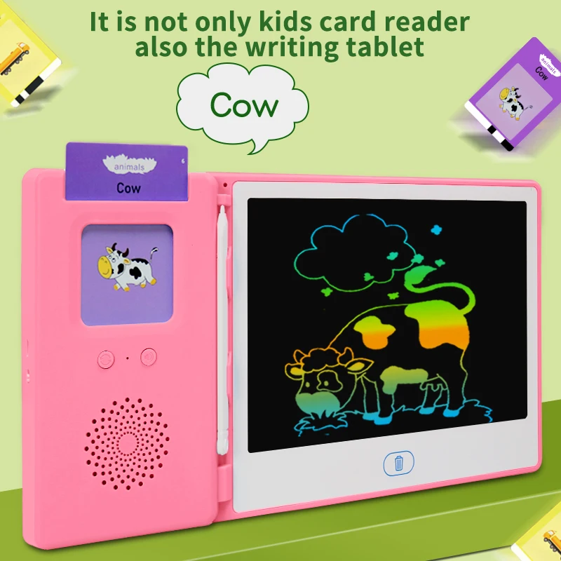 customizable language learning flash card sided flashcard for kids flash card learning machine with lcd writing tablet 8.5 inch