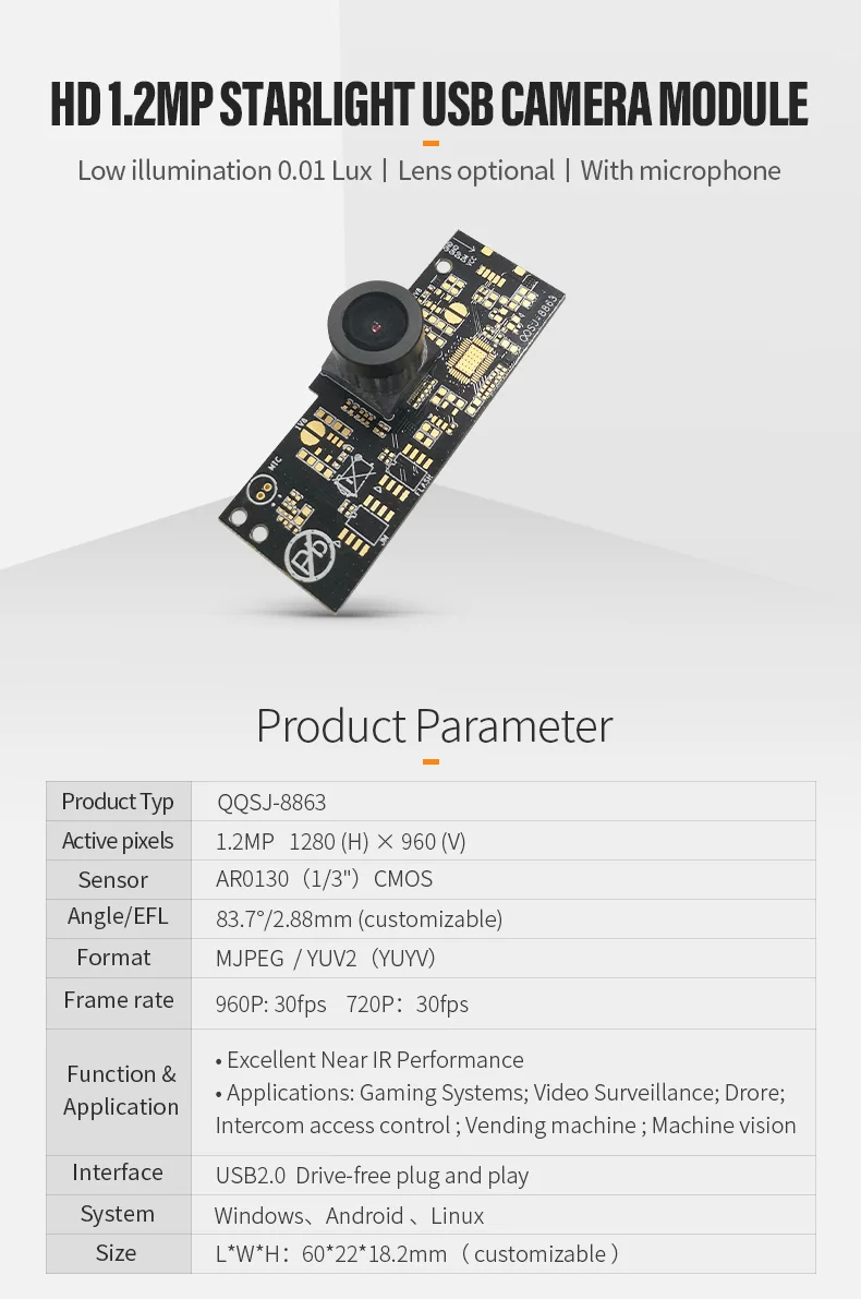 960P Extraordinary Video Monitoring & Auto Switching AR0130 1.2MP & 960P CMOS Camera Modules