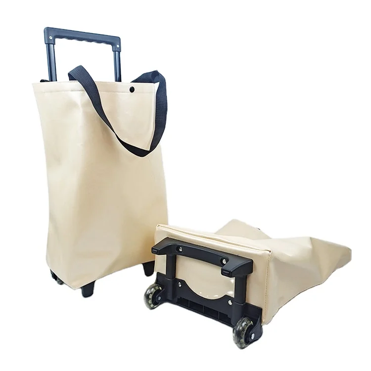 Foldable Shopping Cart With Wheel Lightweight Wheeled Tote Supermarket Environmentally Friendly Shopping Bags Portable Wheel Bag