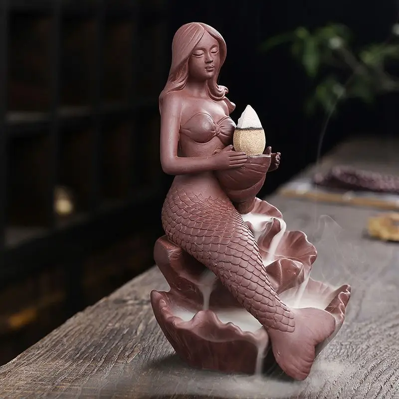 Ceramic tabletop dragon backflow incense burner dragon porcelain holder smoke backflow incens burn