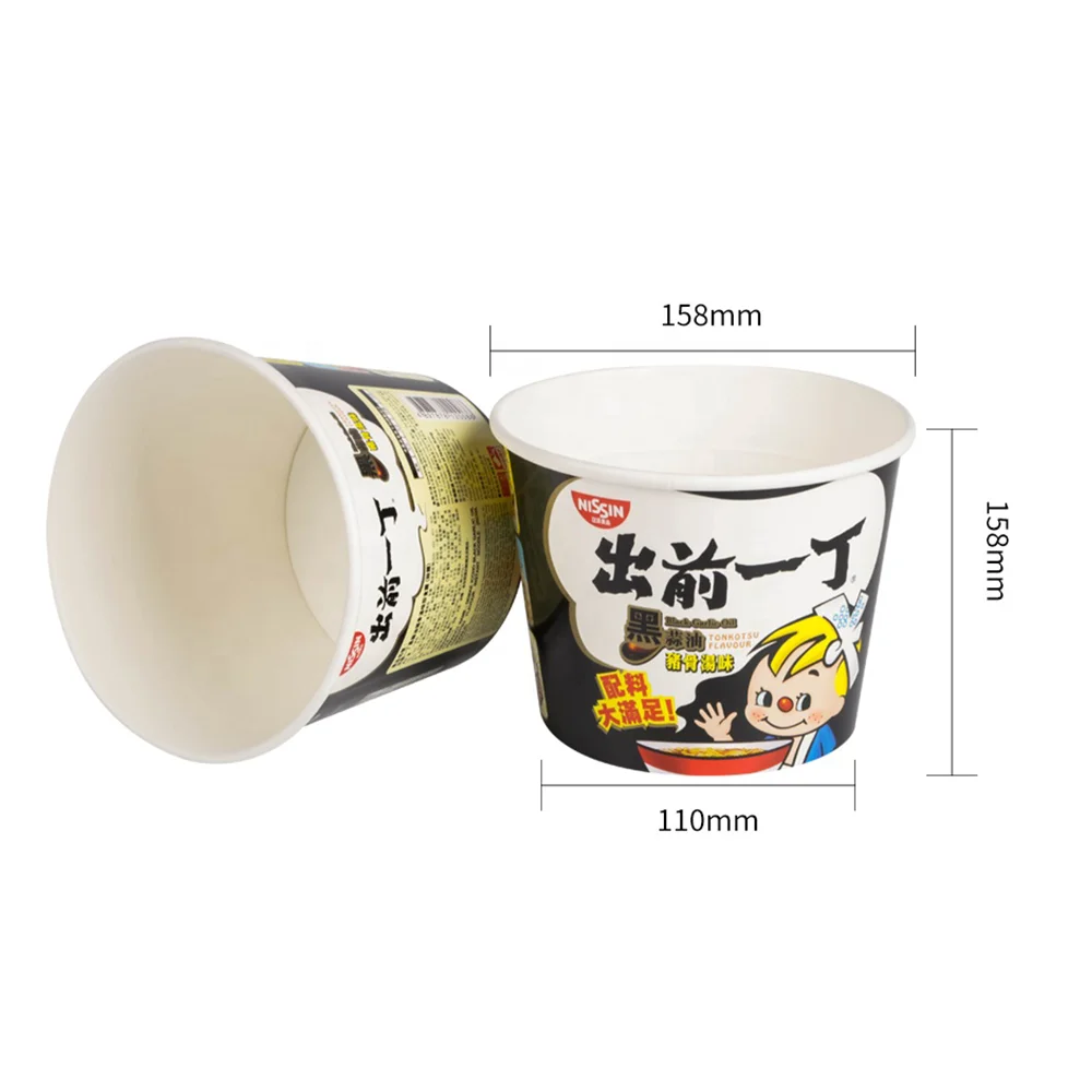 Personality Design Recycled Food Container Disposable Instant Noodle Bowl Round Paper Tube Box