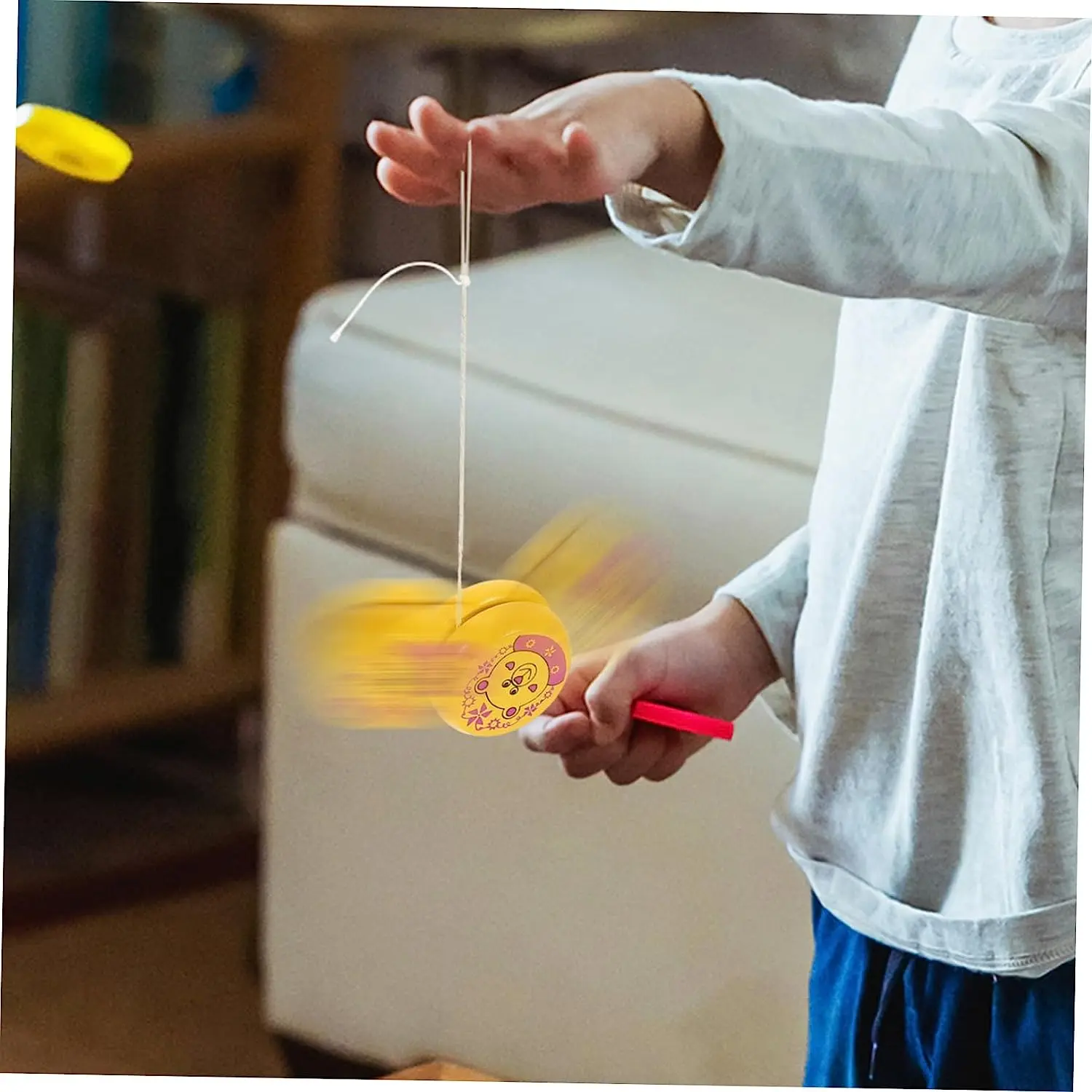 Outdoor kids educational plaything mini cartoon montissori toys wooden craft yoyo ball for Christmas party favor gift