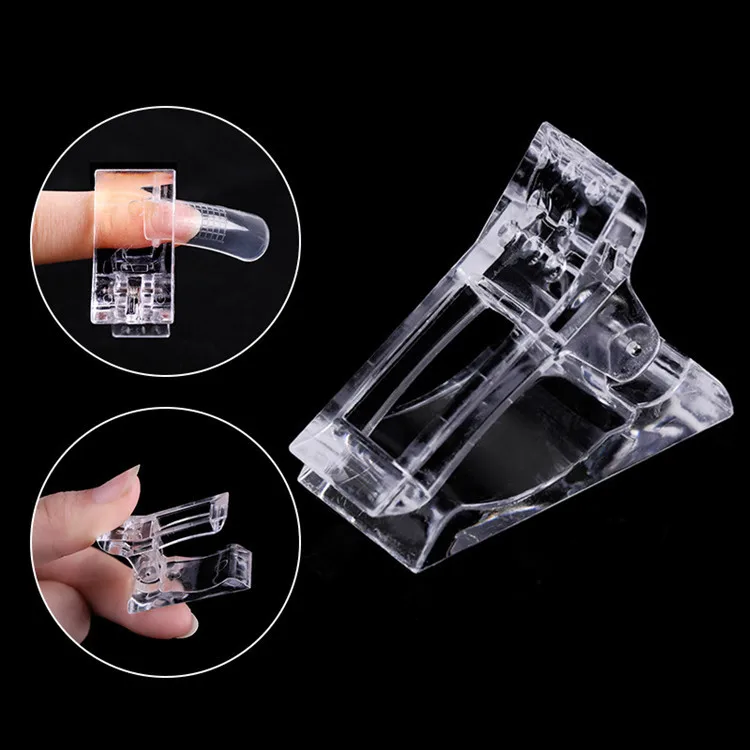6 Colors Clear Dual Forms Extension Nail Tips Clip Full Cover Acrylic Mold With Scale False Clamp Card Clip For Long Nail Tools