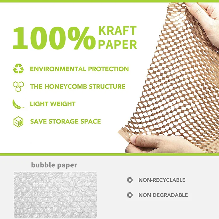 2022 New Style FSC-certificated Color customized Glassware Wrapping Paper Roll Honeycomb Paper