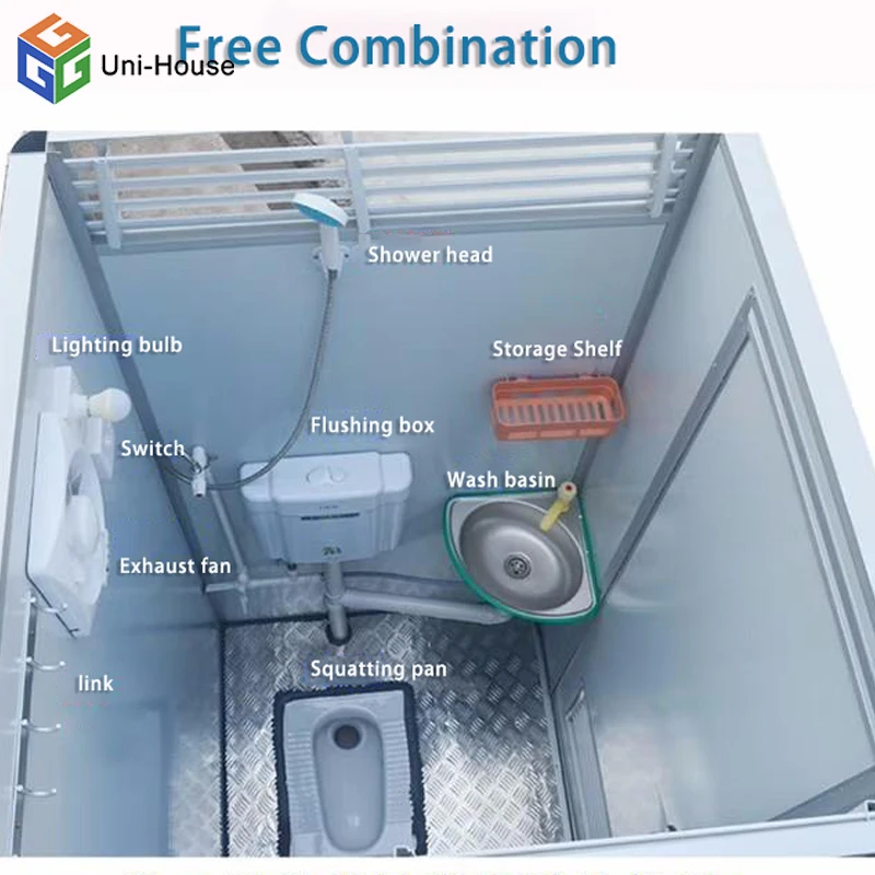 Low Price Portable Luxury  Outdoor Vip Toilet Portable Mobile Wc Portable Public Toilet Cabin For Sale Construction Site