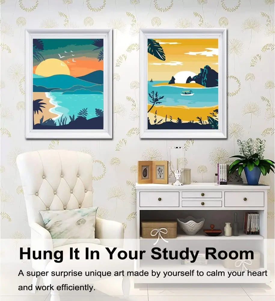 DIY Paint By Numbers for Adults Acrylic Pigment Canvas Art Home Wall Decor Oil Kits Painting By Numbers