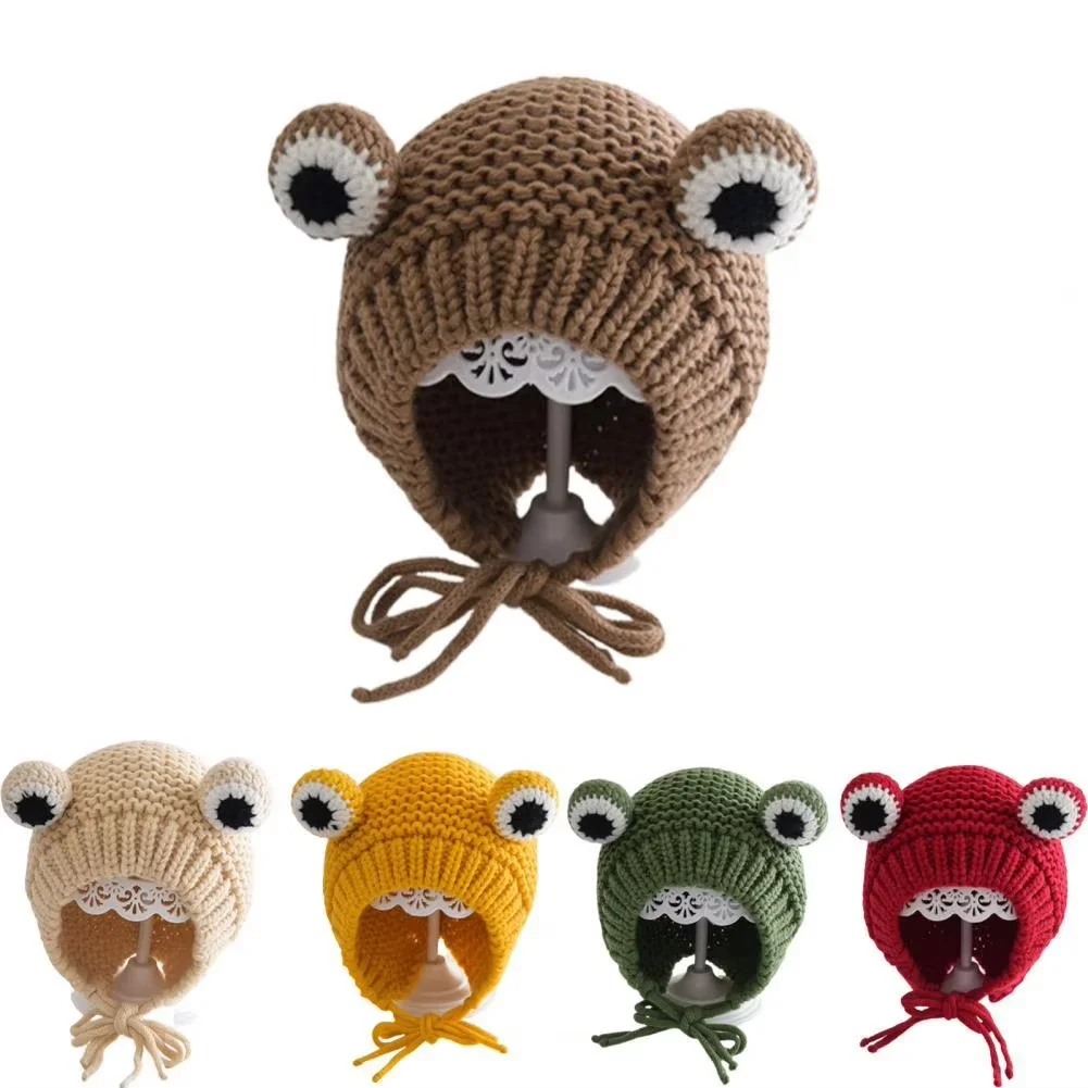 Baby Hat Cartoon Animal Shape Photography Props Breathable Infant Frog Knitted Beanie Babies Accessories Stretchy Toddlers Caps