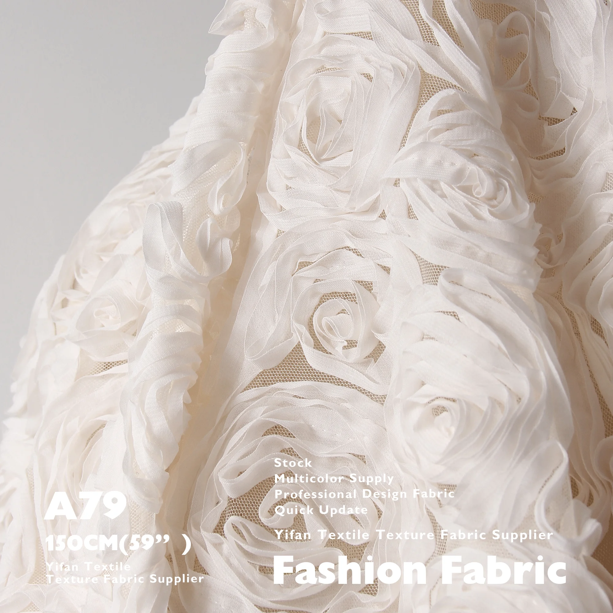 New Fashion Design Luxury Organza Lace Embroidery Fabric 3D Rose Mesh Fabric Jacquard Lace Fabric For Wedding Dress Curtain