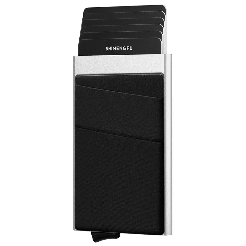 Minimalist RFID Blocking Metal Credit Card Holder Slim Pop Up Wallet with Money Pocket for Men