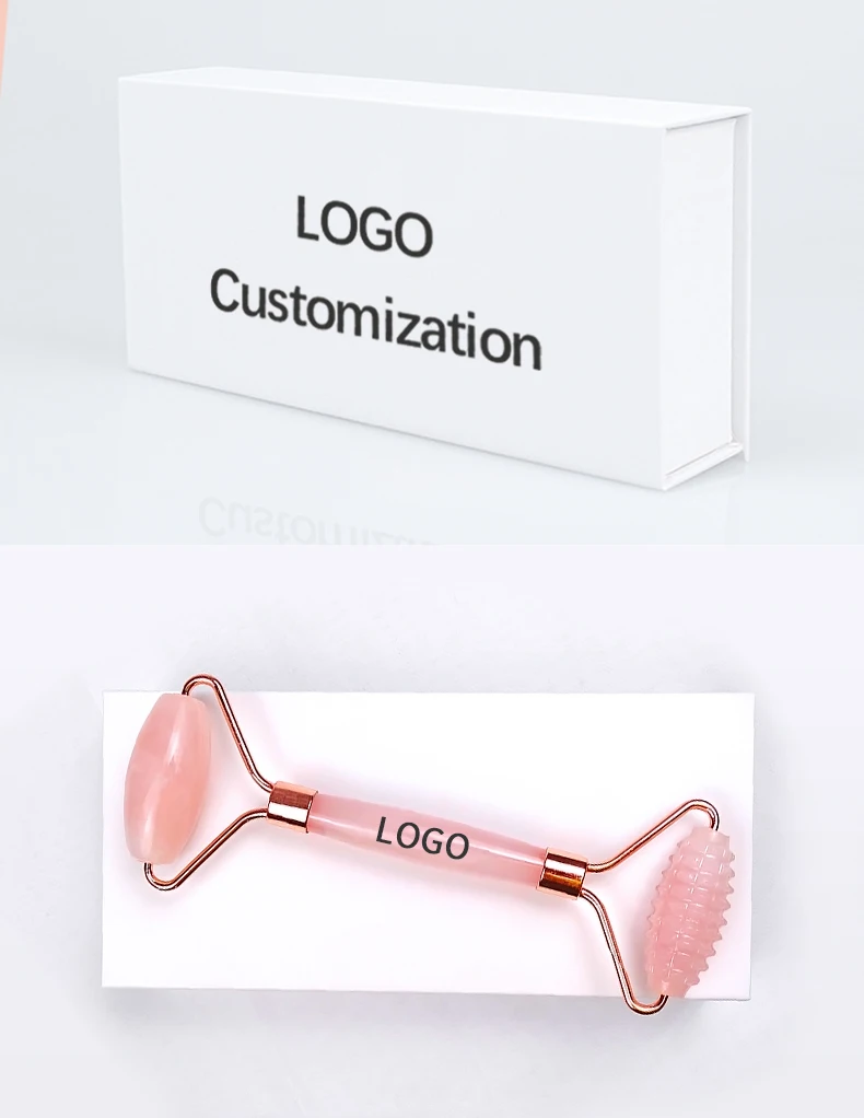 High Quality Skincare Pink Jade Roller Facial Massage 100% Real Natural Jade Stone Rose Quartz Jade Roller