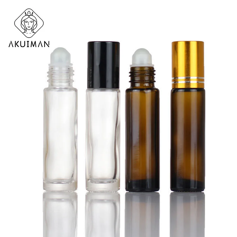 10ml roll-on perfume bottle 10ml amber glass roll on bottle with metal roller ball