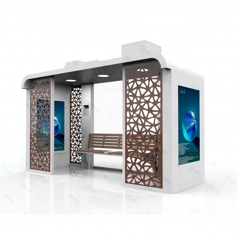 Дубайская уличная алюминиевая автобусная остановка с кондиционером различные спецификации конкурентоспособная цена светодиодный световой короб 12 В силовая сталь