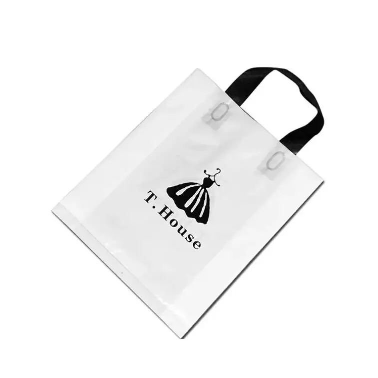 Wholesale Hot sale Custom Large Hdpe Pe Plastic Carry Clothing Bag With Logo Soft Loop Handle