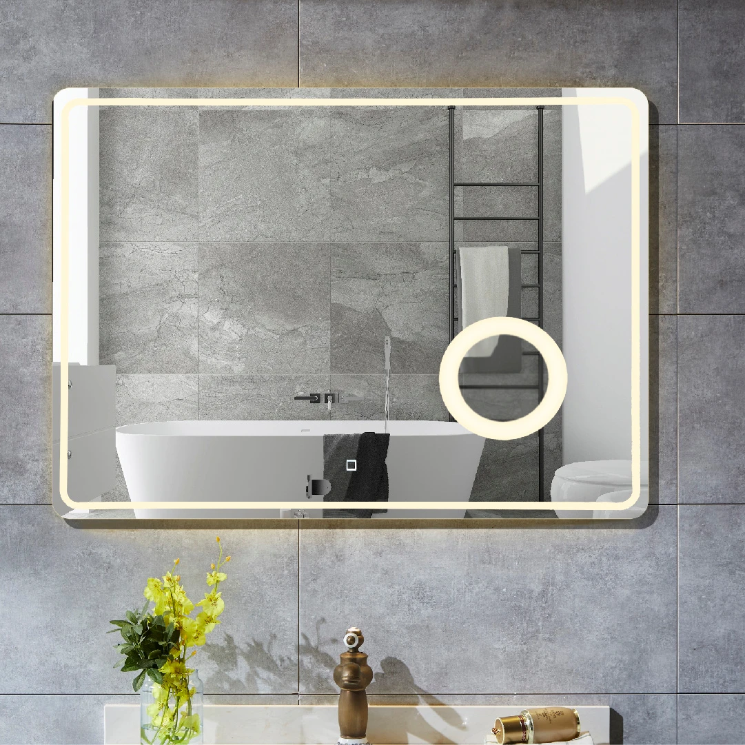 illuminated mirror bathroom led mirror with clock display