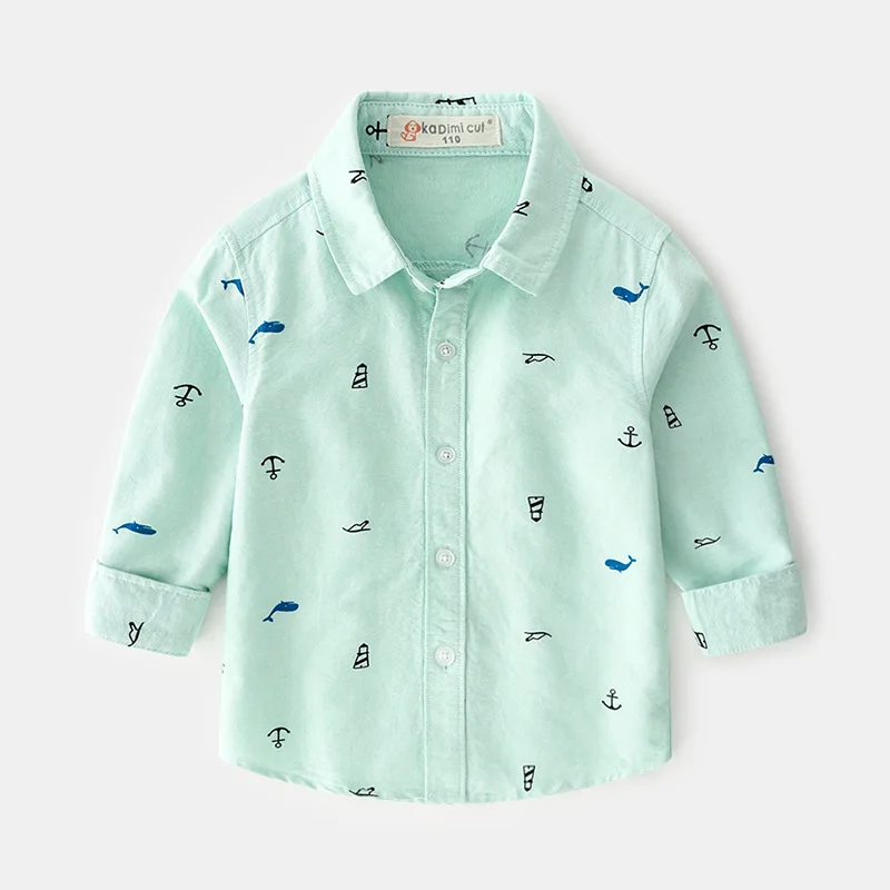 
2019 Autumn New Korean Kids Clothes Simple Abstract Boy Boutique Printed Cartoon Long-sleeve Shirt 