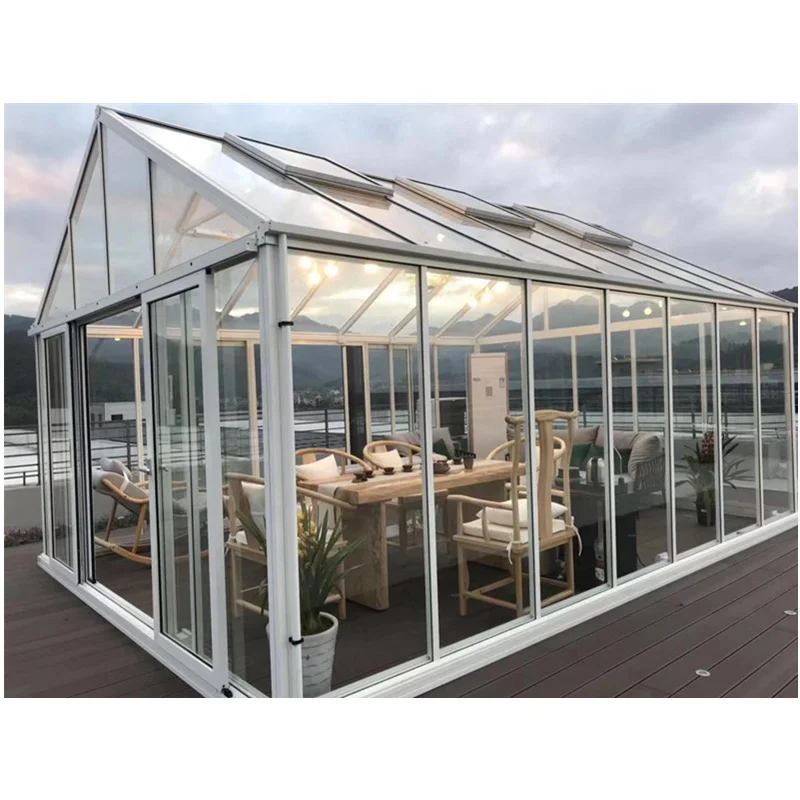 Popular Design Metal Aluminum Gazebo Sunroom Greenhouse For Grassland Party Garden Planting Cafe Lounge China Manufacturer