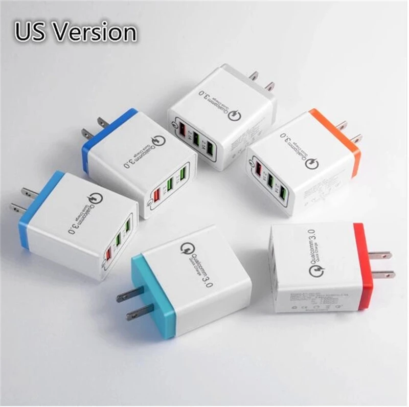  Быстрое зарядное устройство с 3 портами QC3.0 USB-устройство для зарядки телефона дорожное вилкой ЕС США
