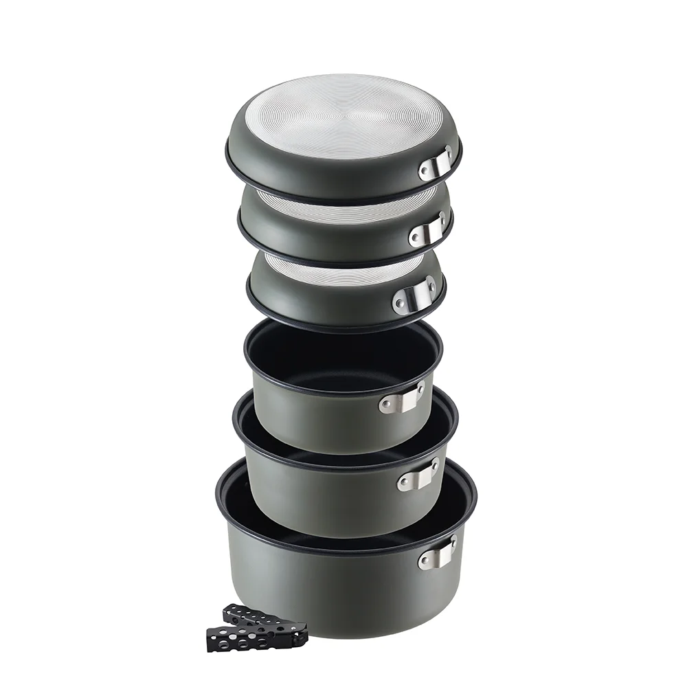 8Pcs Aluminum Ultralight New Product Outdoor Camping Tableware Pot Pan Set Cookware Set For Picnic