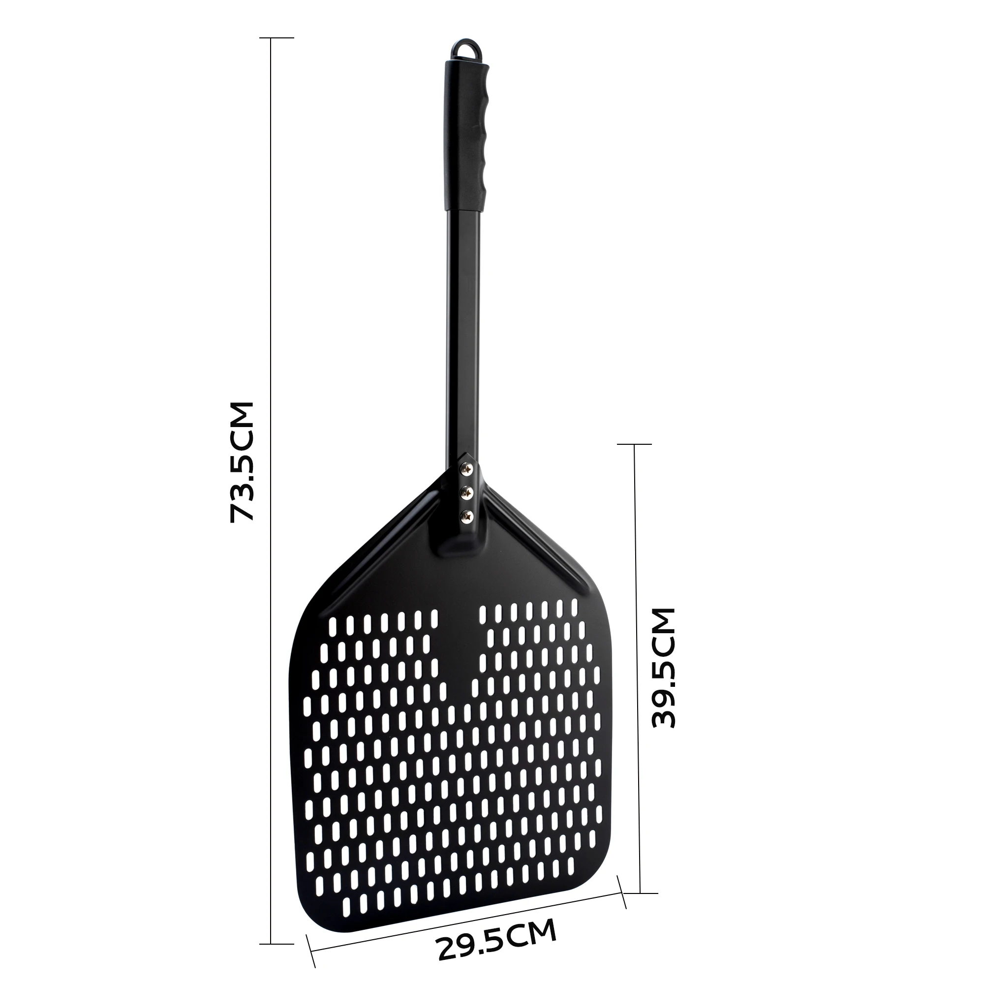 Unique Design Pizza Shovel Square Perforated non stick black Blade Detachable Handle Pizza Oven Peel for Baking