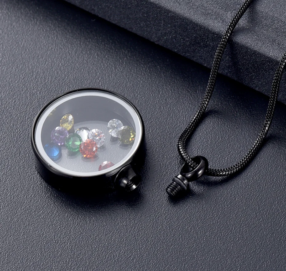 Cremation Jewelry For Ashes Glass Inside Colorful Birthstone Memorial Pendant Necklace Best Keepsake Gift Jewellery For Women