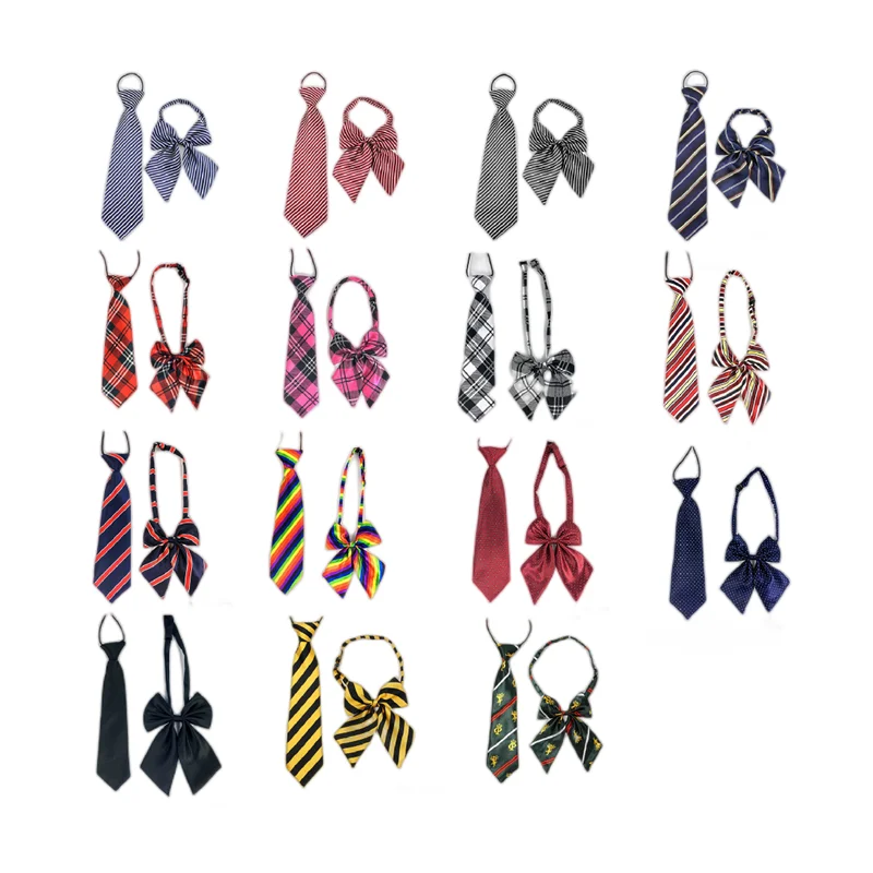 Недорогие галстуки для мальчиков и девочек для детского сада, униформа для начальной школы, Детский Регулируемый однотонный галстук в полоску и бабочка