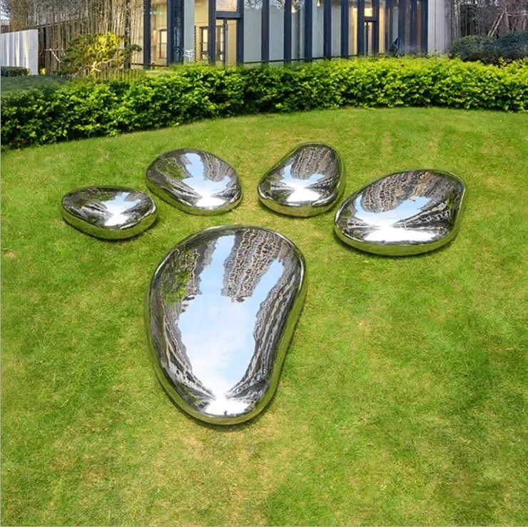 birds hotel lobby stainless steel  oval ball wall cobblestone sculpture swan