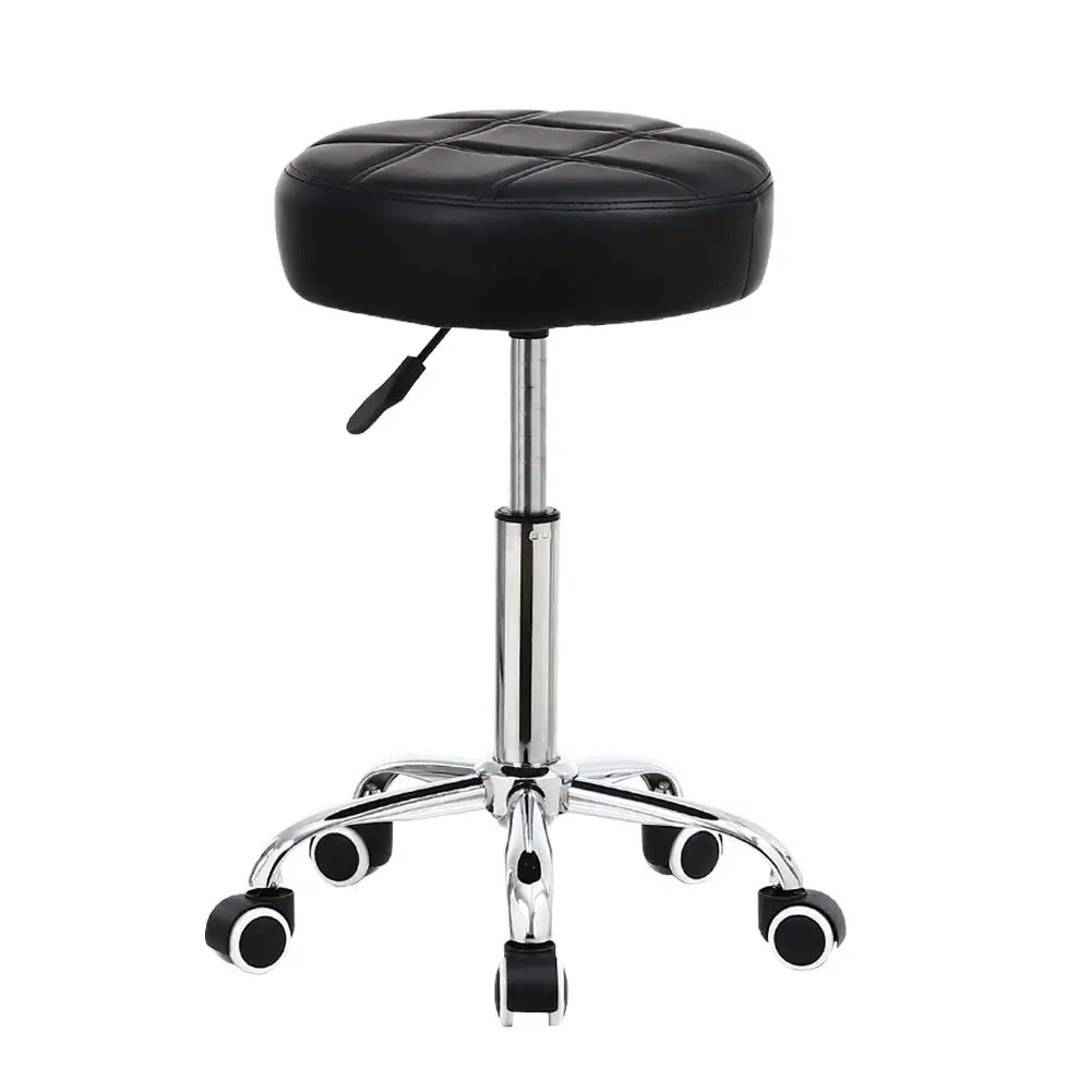 Black Height Adjustable Backless Swivel  Bar Chair Hair Cut Salon Stool  Chair Swivel Rolling  Office Stool with Wheels