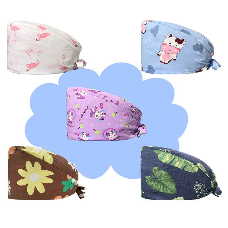 Bestseller Adjustable Bouffant Scrub Hats with Sweatband - Unisex, Heartbeat Pattern for Nurses and Medical Staff