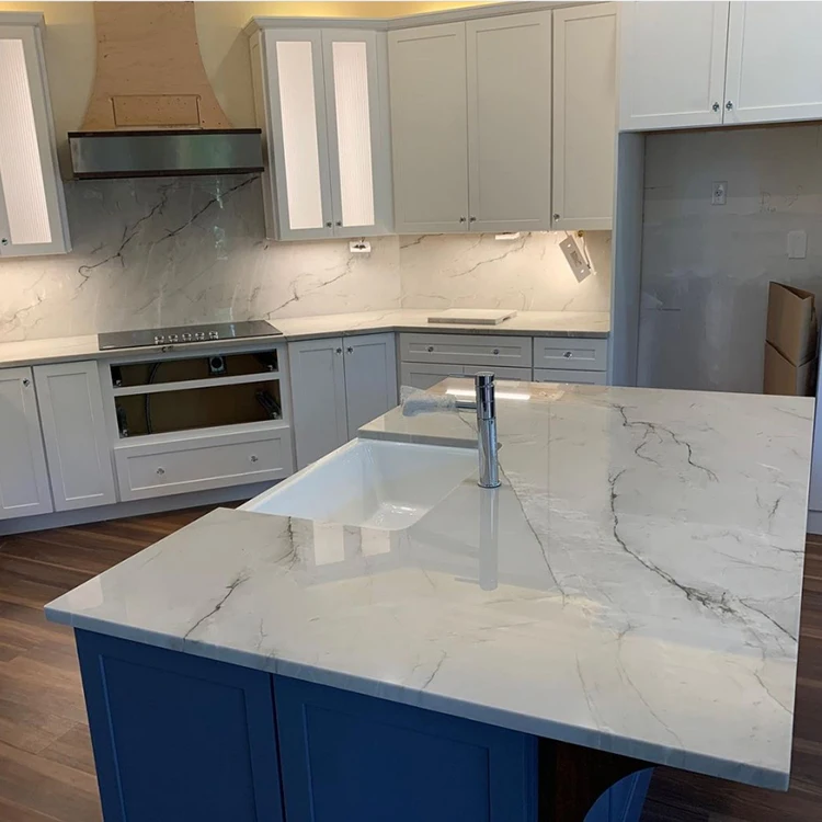 Natural Brazil Mont Blanc White Quartzite for Kitchen Countertops and Backsplash