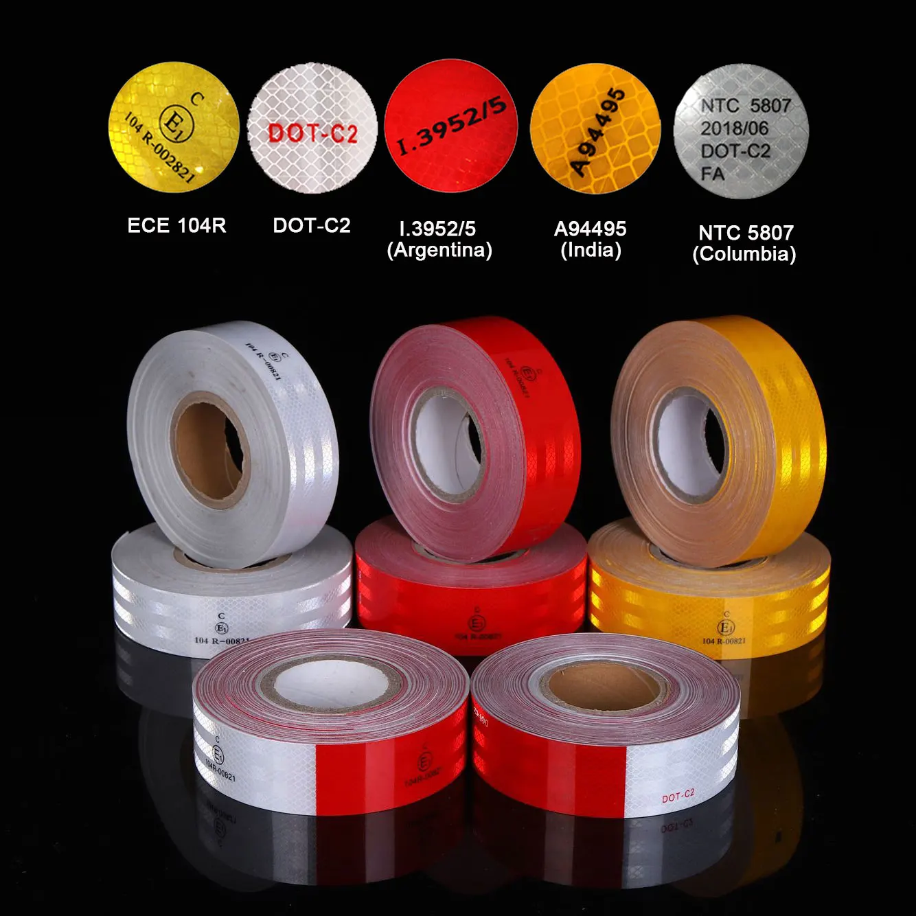 High Visibility Durable Conspicuity DOT Approved Reflective Strips Self Adhesive Safety Red And White DOT-C2 Reflective Tape