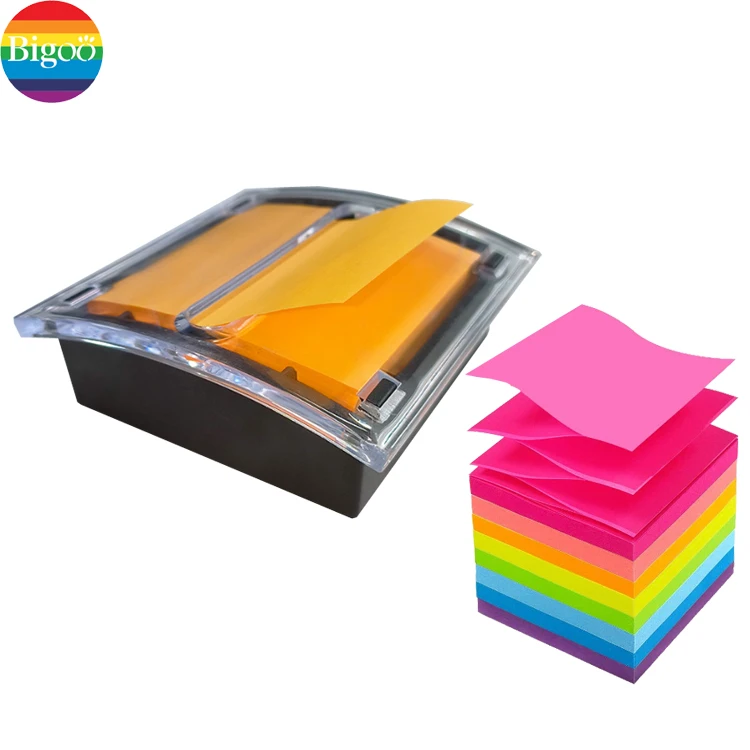 Smart custom pull message memo sticky note pads N times sticker in clear holder dispenser set for office school supply