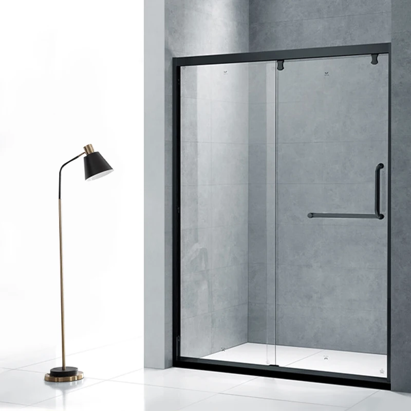 Декоративная Черная Раздвижная стеклянная дверь для ванной комнаты, душевая кабина