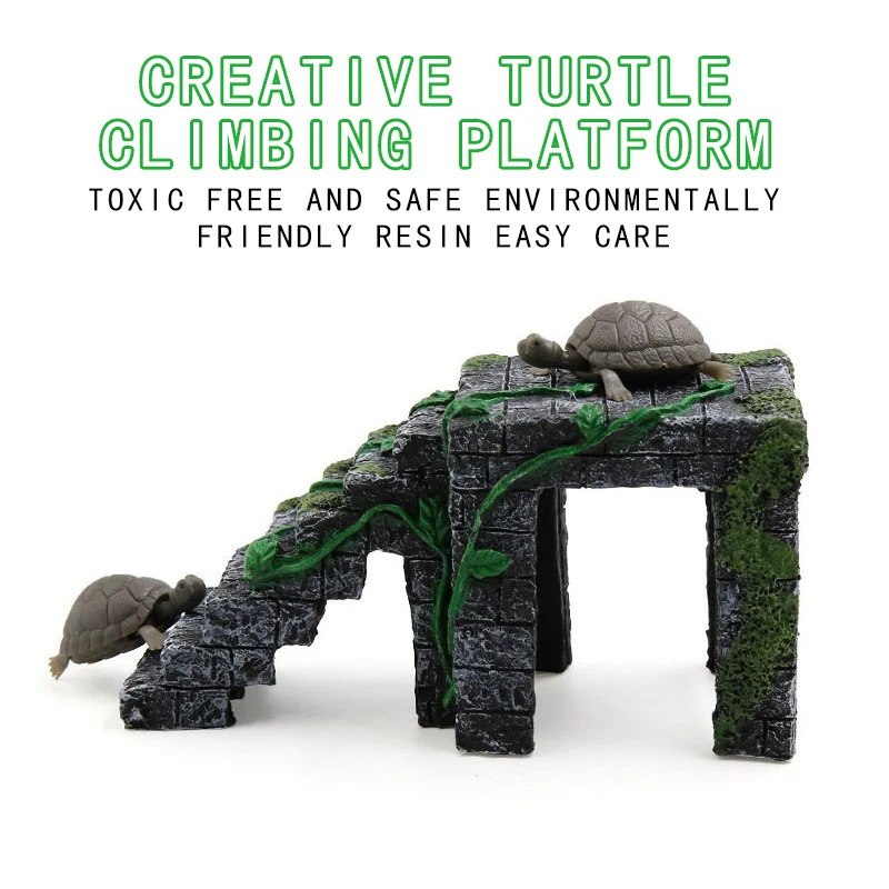 Aquarium fish tank turtle reptile rock platform terrace aquarium decoration turtle hole