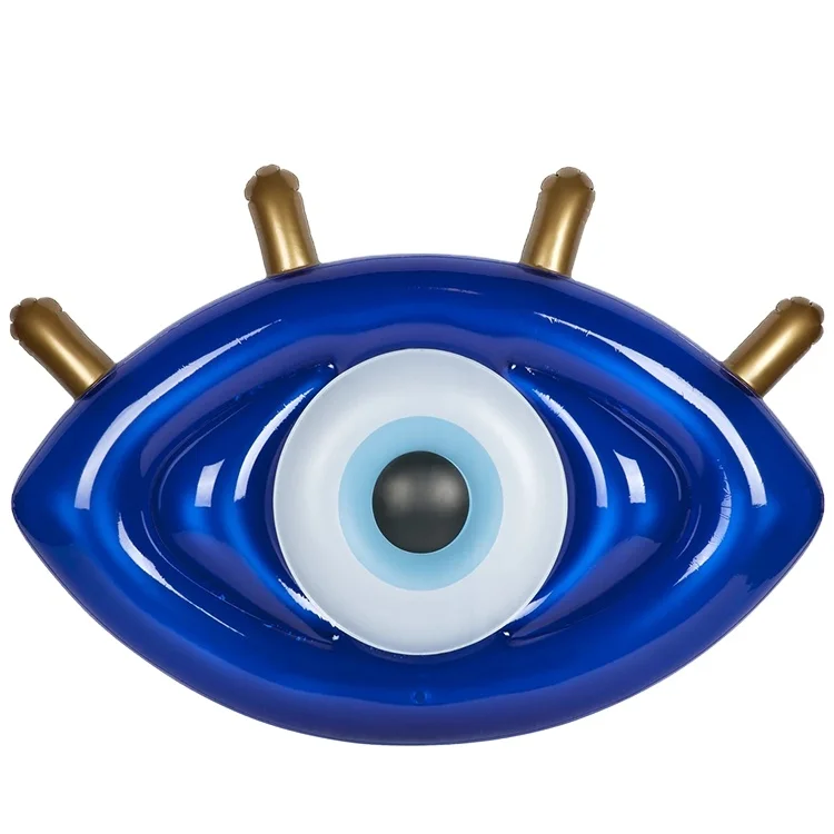 premium quality vinyl inflatable greek eye pool lie-on float durable plastic blow up water lounge island swimming floating toys