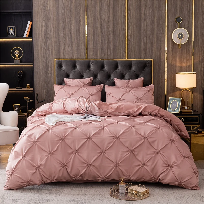 Luxury Soft Hotel Bed Linen 100 Cotton Satin Bedding Duvet Cover Bed Sheet Set King Bedding Set Quilt Cover