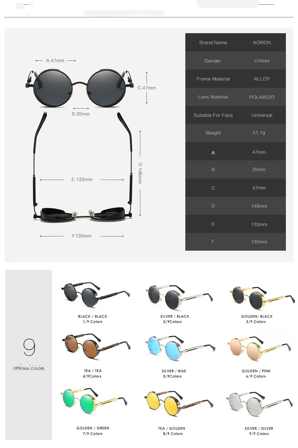 Fashion Luxury Polaroid UV400 Metal Frame Designer Sunglasses Personalized Retro Sunglasses Wholesale for Men and Women
