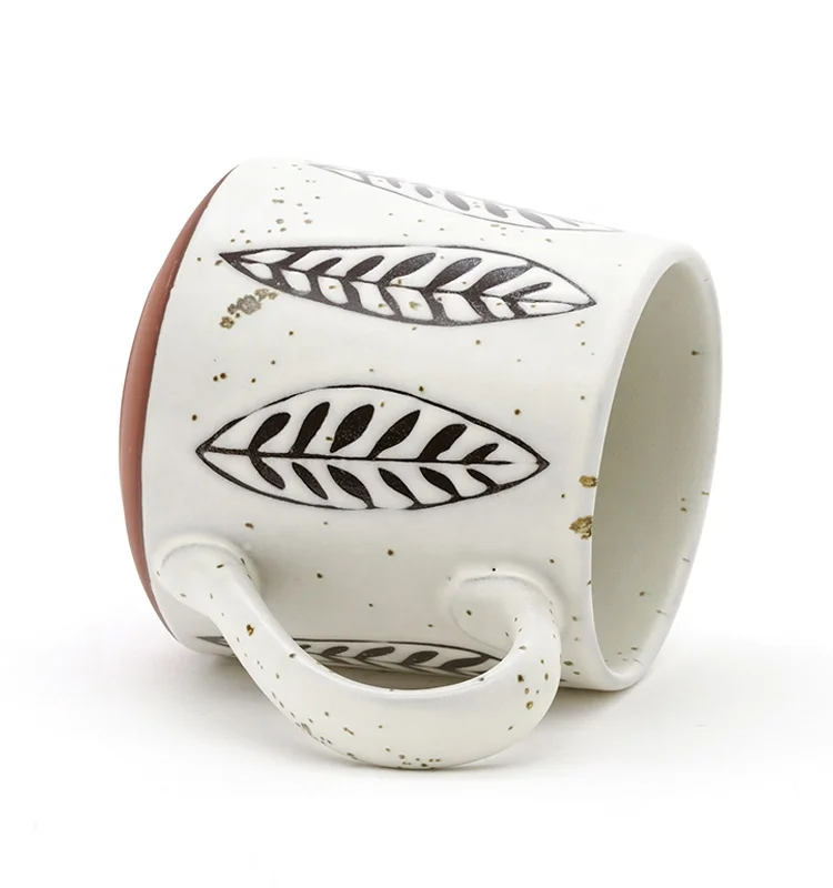 Unique geometric smart black and white ceramic coffee mug for gift