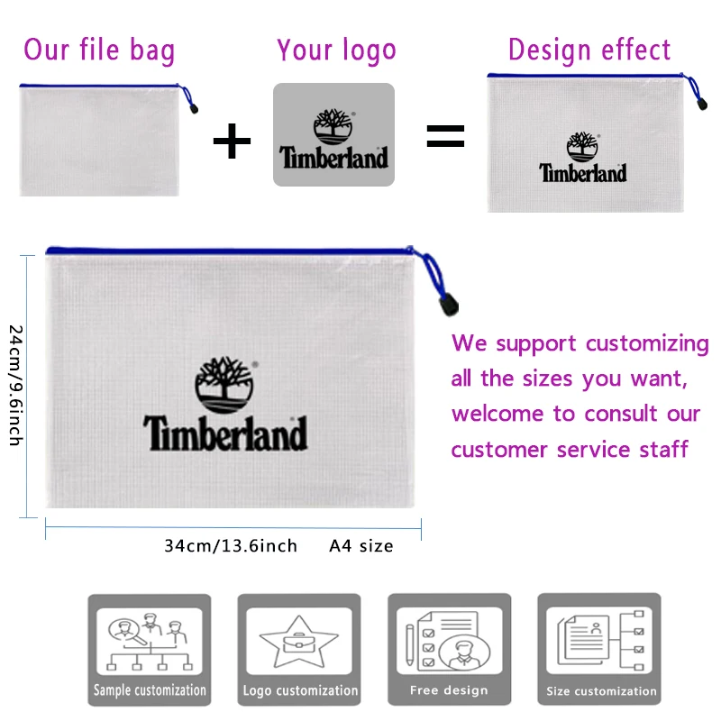 PVC waterproof transparent zipper file bag  double layer mesh zipper document bag Custom logo