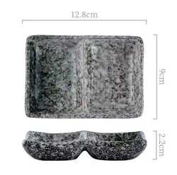 Japanese creative ceramic two grid plate double grid plate personality hot pot divided grid dipping plate Korean barbecue soy sa