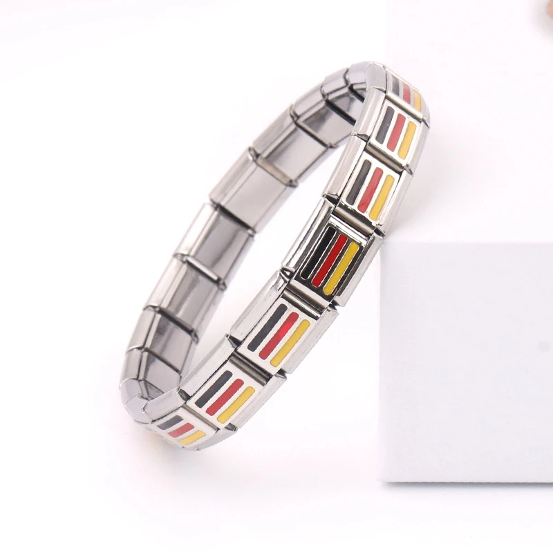 European Fashion Hot Selling DIY Stone Jewelry Italian Stainless Steel Bracelet Colorful Butterflies Italian Link Charms Bangles