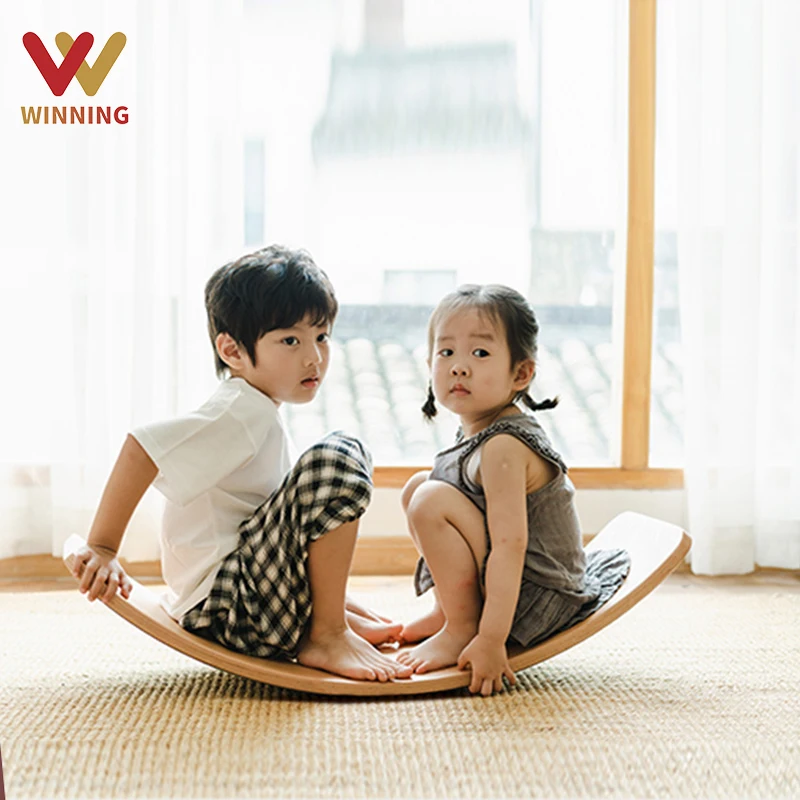 Montessori Balance Board Kids Beech Wooden Toddlers Rocking Wobble Board For Indoor Playground Board With Kids Standing Balance