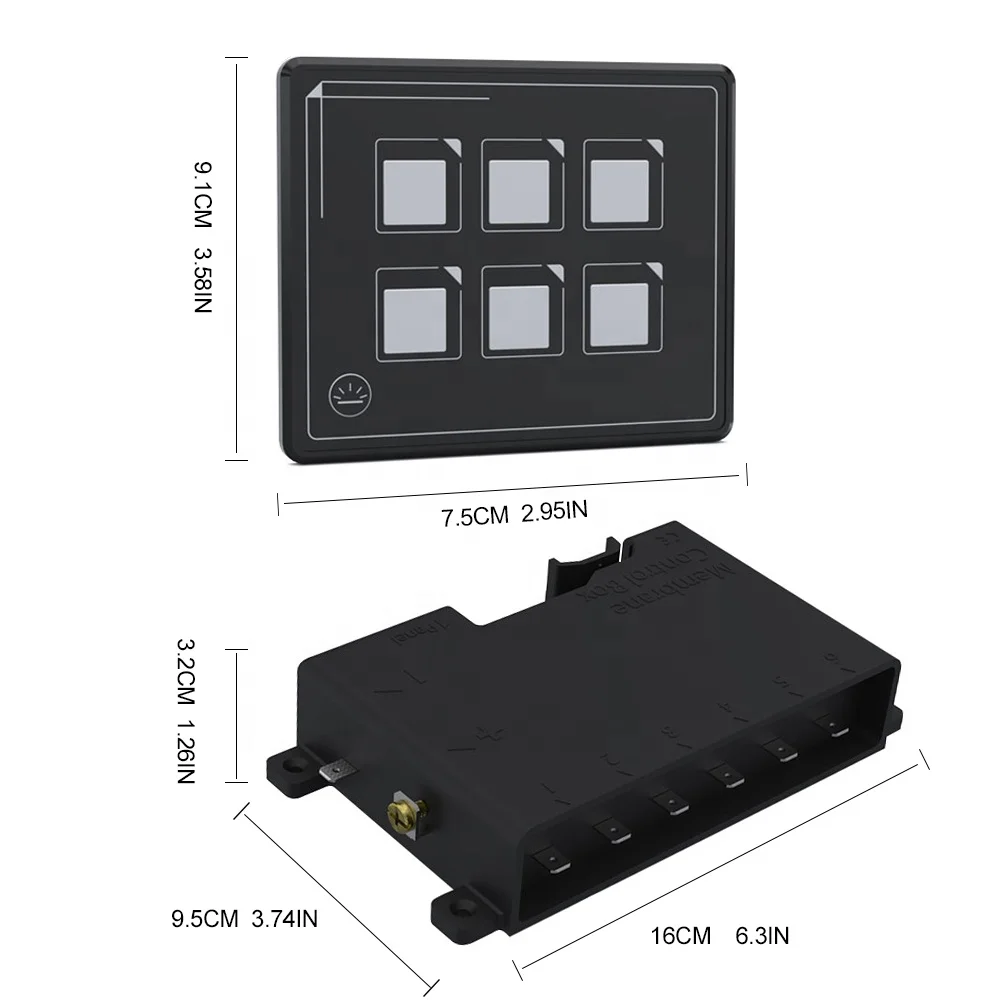 AMOMD 12 V RV CE 6 Way Marine LED Botton Switch для лодки водонепроницаемая Сенсорная панель переключателя