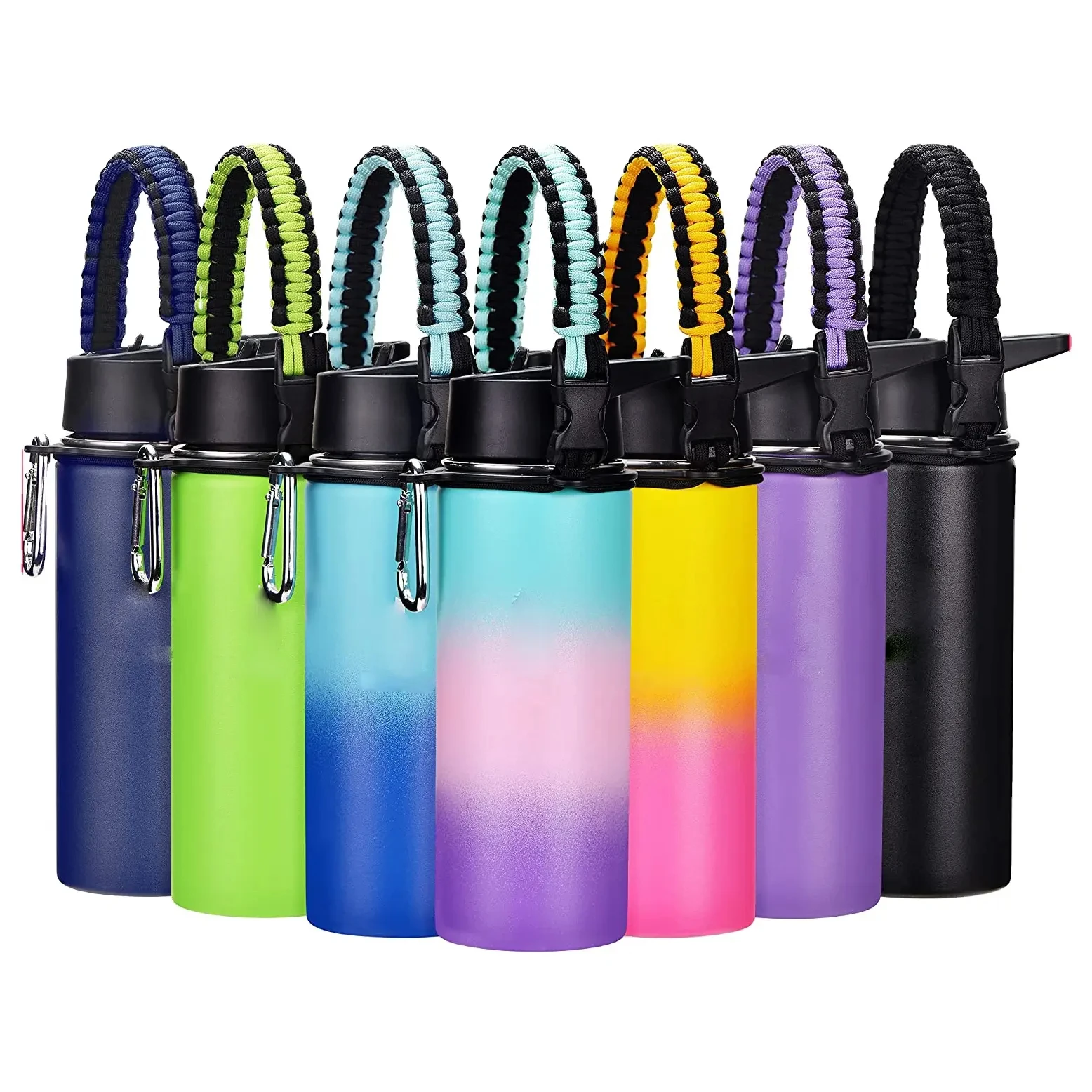 Double Wall Stainless Steel Vacuum Insulated Bottles BPA Free Wide Mouth Sports Water Bottle with Straw Lid
