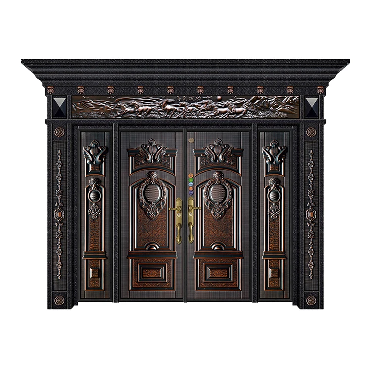 August Gorgeous Classical Double Steel External Doors Steel For Luxury Residence
