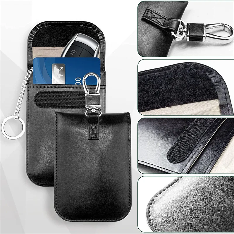 Wholesale Custom Logo PU Leather Faraday Rfid Block Pouch Car Key Fob Protective Case Signal Blocking Car Key Pouch