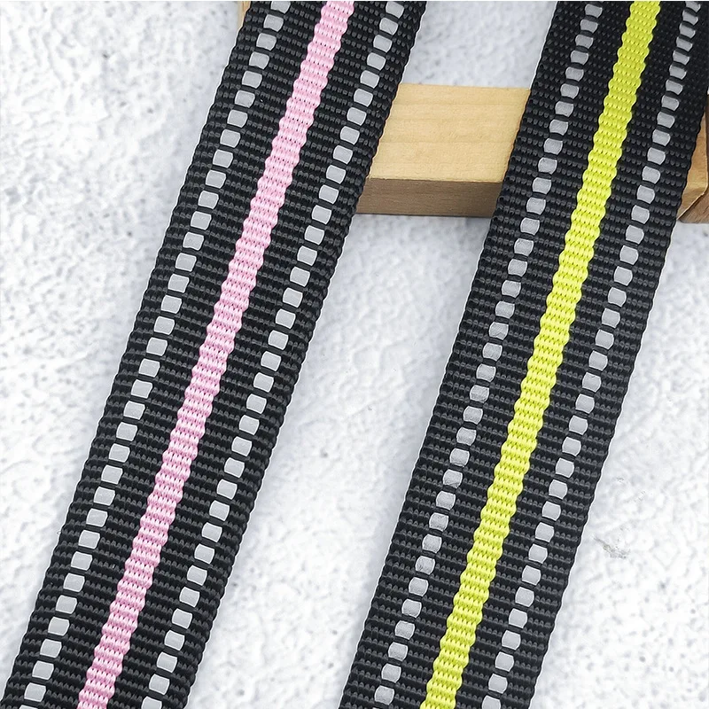 HT reflective strip woven belt pet traction belt shoe material luggage clothing accessories imitation nylon reflective strip