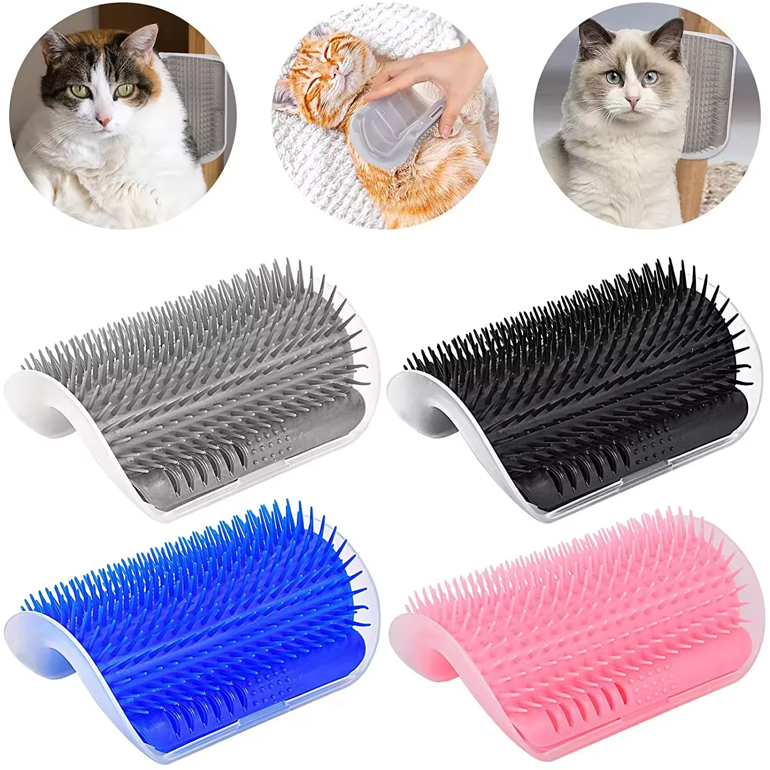 Pet Products Cat Self-Beauty Container with Catnip Bag Cat Horn Massage Comb Grooming Brush Tool for Kittens and Puppies
