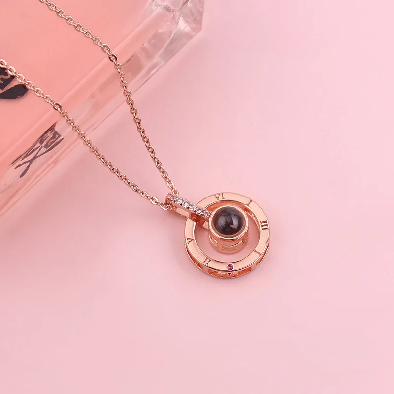 Romantic Jewelry 100 Languages I Love You Memory Projection Pendant Necklace