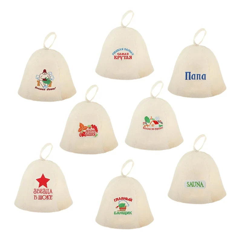 2mm thickness sauna hat wool bath hats